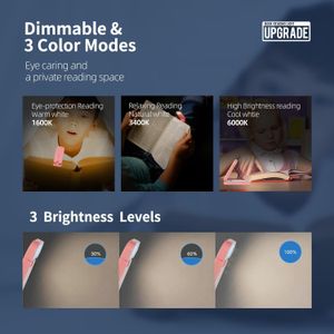 EGWASER Luz recargable para leer en la cama, luz LED de lectura portátil de larga duración con clip con 3 colores ámbar para leer para los amantes de