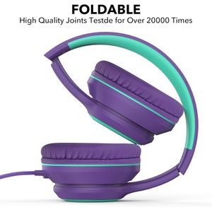 Auriculares A8 con cable sobre la oreja con micrófono, ligeros y plegables con cable sin enredos de 1.5M, auriculares enchufables de 0