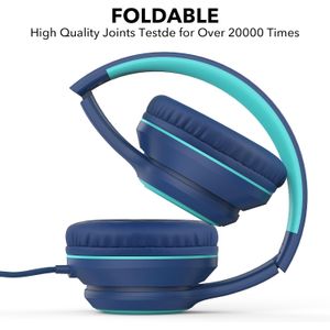 Auriculares A8 con cable sobre la oreja con micrófono, ligeros y plegables con cable sin enredos de 1.5M, auriculares enchufables de 0