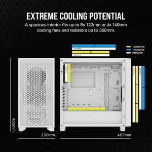 Corsair Funda de PC de torre media 3000D AIRFLOW - Ventiladores de 3 pines - Soporte de GPU de cuatro ranuras - Se adapta a ventiladores de hasta 0