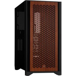 Corsair Carcasa ATX de vidrio templado de flujo de aire 4000D con panel frontal de teca, alto flujo de aire, sistema de gestión de cables