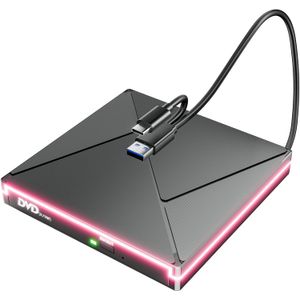 Reproductor de DVD RGB para laptop, unidad de CD externa para Mac, USB 3.0 USB C portátil grabadora de CD unidad de disco externo, lector de DVD