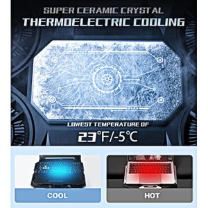 Almohadilla de refrigeración mejorada para laptop con enfriador termoeléctrico y 4 ventiladores, potente enfriador para laptop, control independiente