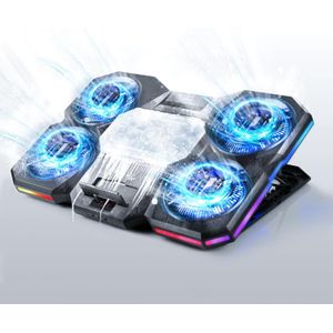 Potente almohadilla de refrigeración para laptop con enfriador termoeléctrico y 4 ventiladores, enfriador RGB para laptop, control independiente