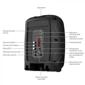 Parlante Steren de 8 550W Bluetooth bateria recargable