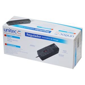 Regulador Automático Voltaje Unitec 1200va, 8 Tomas Protegidas U-1200