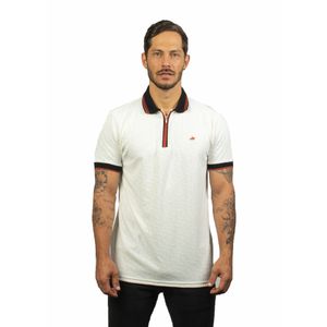 Camiseta tipo polo para hombre texturizada beige laguna blue