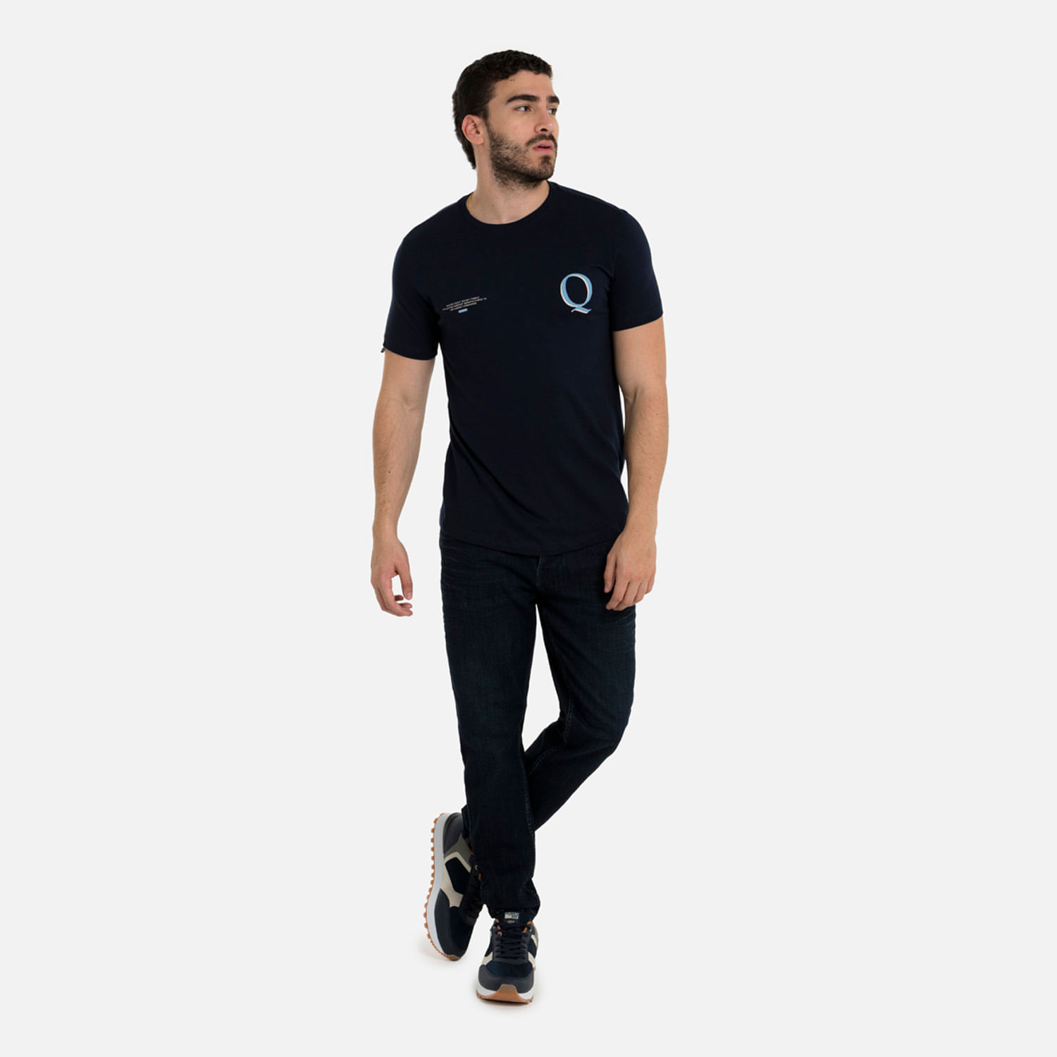 Camiseta Estampado Localizado Color Azul Oscuro Para Hombre - Agaval