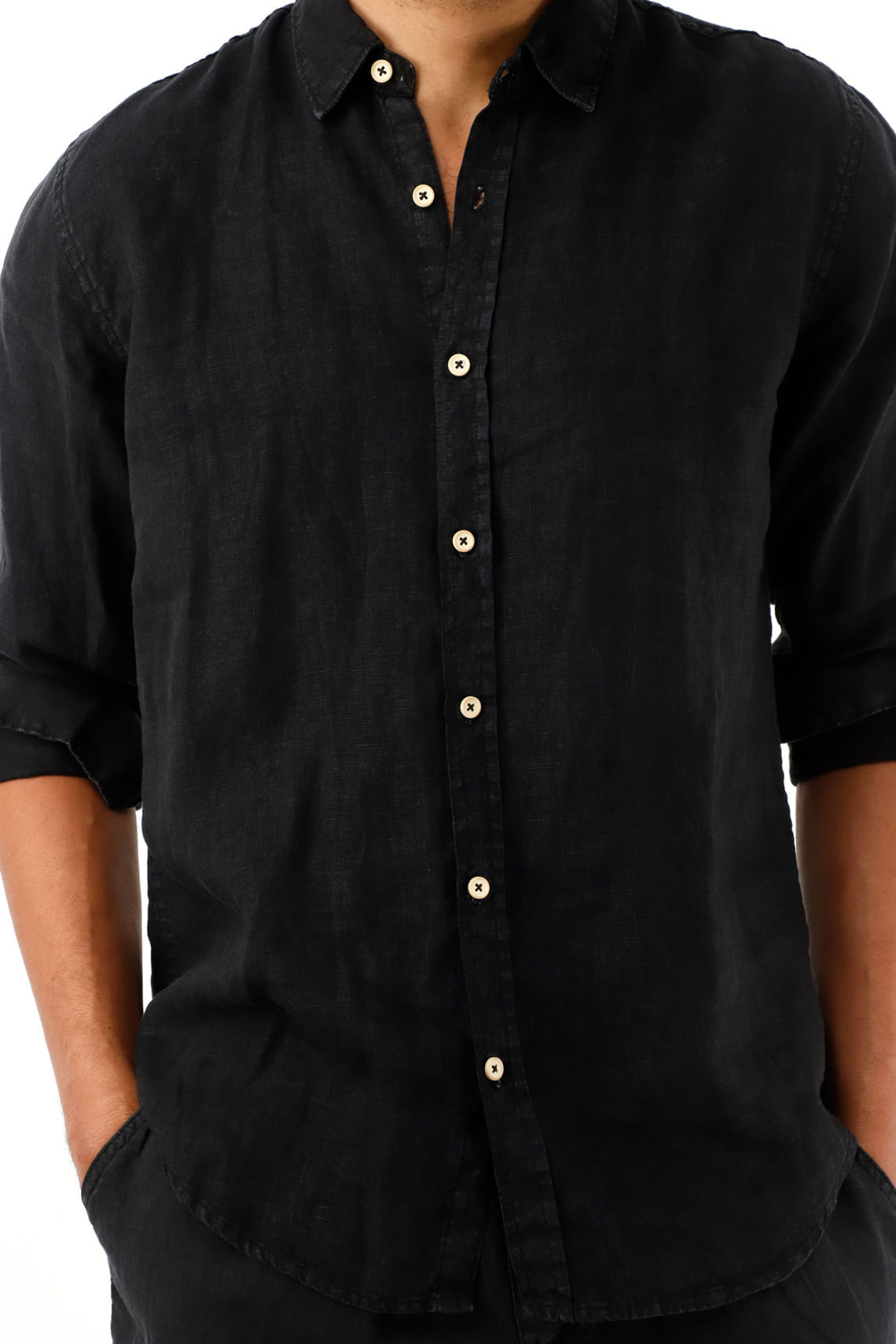 Chemise Homme Longue Manches Noire - Salute 100% Coton - Taille XL/TG