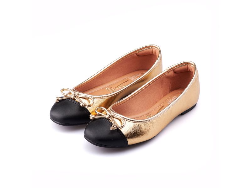 Fashion Shoes Baletas Zapatos Baleta Dorado Negro Vizzano Agaval