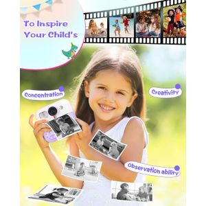 Cámara de impresión instantánea, regalos de cumpleaños de Navidad para niñas y niños, cámara digital HD 1080P para niños, juguetes para niñas de 4, 5