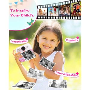 Cámara de impresión instantánea para niños, regalos de cumpleaños de Navidad para niños y niñas, cámara digital HD 1080P para niños