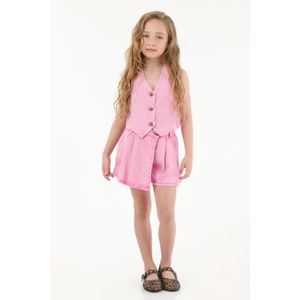 Falda short rosada con tablas para niña