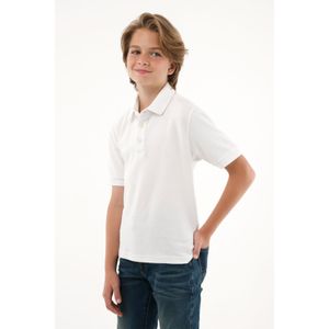 Polo blanca con mini raqueta bordada para niño