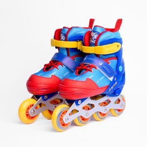 Patines en Linea Aluminio Azul Rojo Ajustables 35-38 - Sonic