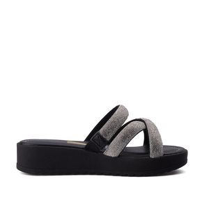 Sandalia Plana Negro Plata Vizzano