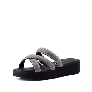 Sandalia Plana Negro Plata Vizzano