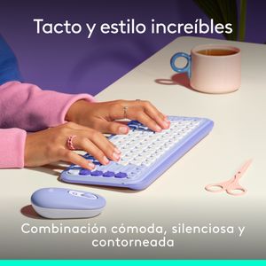 Combo Teclado Y Mouse Bluetooth Logitech Pop Icon Lila