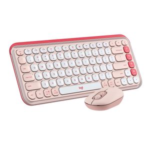 Combo Teclado Y Mouse Bluetooth Logitech Pop Icon Rosado