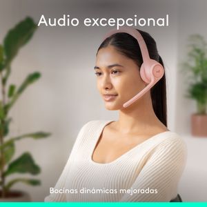 Diadema Bt Inalámbrica, Logitech Zone 300 2 Micrófonos, Rosado
