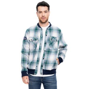 Bomber Jacket A Cuadros Con Cuello Contraste