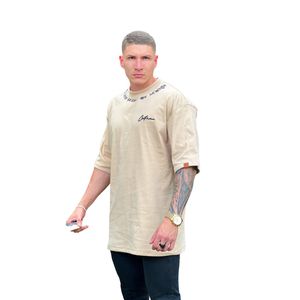 Camiseta Oversize en Rib Camel