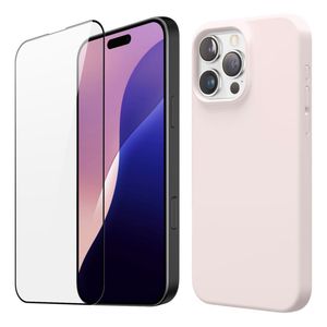 Estuche Silicone Case + Vidrio Premium para Celular Iphone 16 Pro Max Color Palo de Rosa