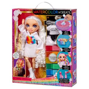 Muñeca Rainbow High Watercolor Crea y Diseña con Acuarelas Ojos Color Morado