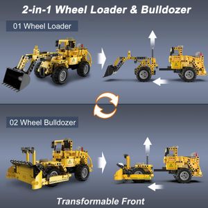 Bloques de Construcción CaDA Máquina Bulldozer Wheel Loader & Wheel Bulldozer