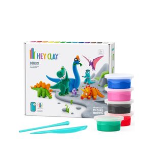 Set Masa Moldeable Hey Clay Dinosaurios x 15 Envases