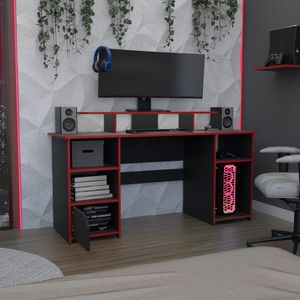 Escritorio Gamer Keria 88X157X50 RTA Wengue Rojo