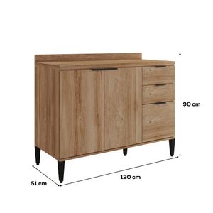 Cocina Integral en MDP 200cm con meson en MDP 4 puertas Freijo con gris