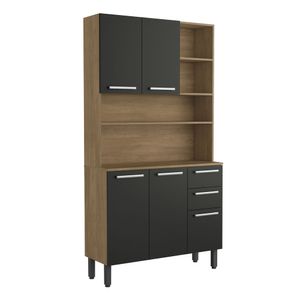 Alacena Despensa De 105 cm Con Mesón En MDP Negro
