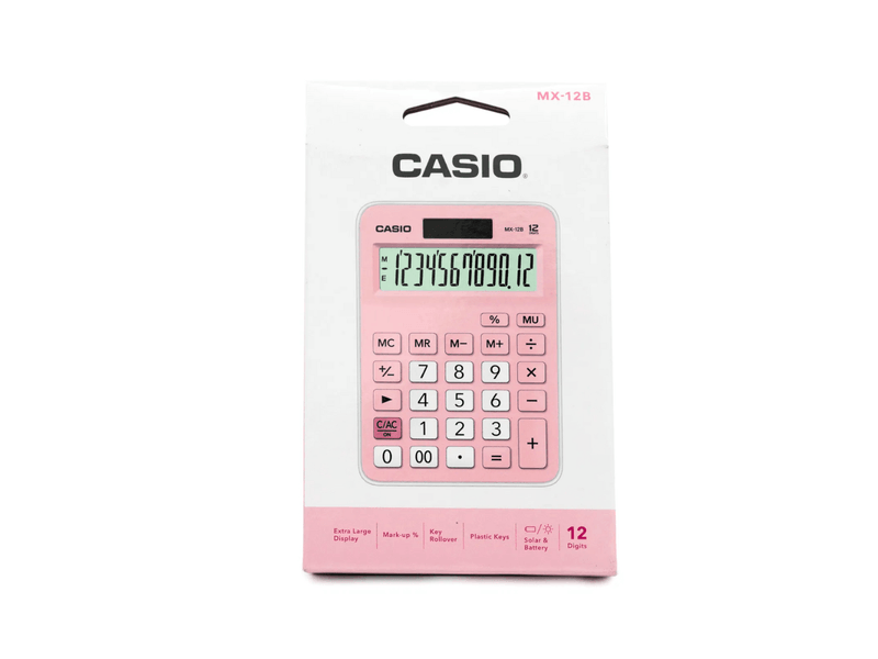 Calculadora Casio 12 Digitos MX-12B-PK Rosado Agaval