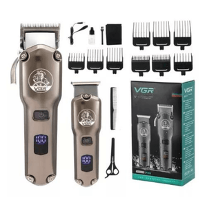 Set De Maquina De Motilar + Patillera VGR V-675 Recargable