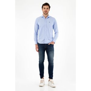 Camisa azul manga larga para hombre