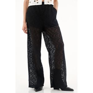Pantalón Recto negro en encaje para mujer