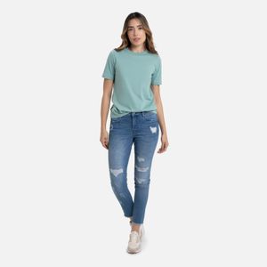Camiseta Manga Corta Color Verde Menta Para Mujer