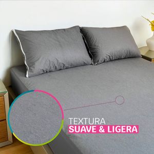 Protector de Colchón Cama Gris Impermeable + 2 Fundas Impermeables Cama doble (140x190x38cm)