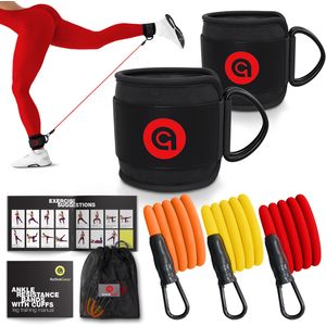 ActiveGear Bandas de resistencia al tobillo con puños, ideales para glúteos, piernas y entrenamientos de núcleo, juego de correa de tobillo para