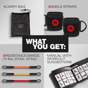 ActiveGear Bandas de resistencia al tobillo con puños, ideales para glúteos, piernas y entrenamientos de núcleo, juego de correa de tobillo para