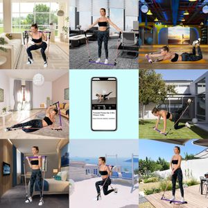 Kit de barra de pilates portátil con bandas de resistencia para hombres y mujeres, juego de 3 bandas de resistencia para ejercicio