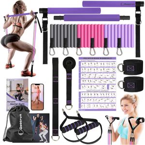 Kit de barra de pilates portátil con bandas de resistencia para hombres y mujeres, juego de 3 bandas de resistencia para ejercicio