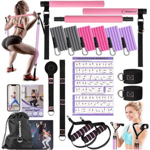 Kit de barra de pilates portátil con bandas de resistencia para hombres y mujeres, juego de 3 bandas de resistencia para ejercicio