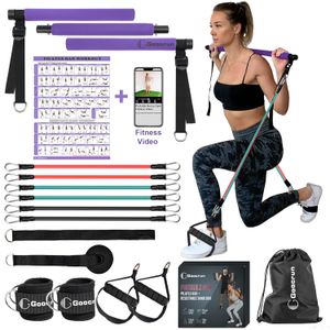Kit de barra de pilates portátil con bandas de resistencia para hombres y mujeres, juego de 3 bandas de resistencia para ejercicio