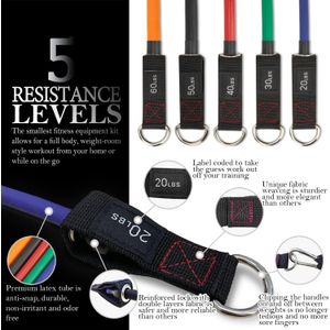 TheFitLife Bandas de resistencia para ejercicio con asas, 5 bandas de entrenamiento de fitness apilables hasta 110/150/200/250/300 libras