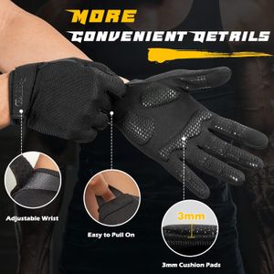 FREETOO Guantes de entrenamiento de dedo completo para hombres, [excelente agarre] [protección de la palma] guantes acolchados de levantamiento de