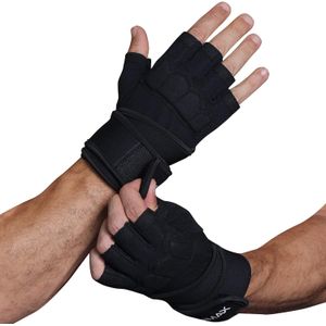 Guantes de entrenamiento para hombre, guantes acolchados para levantamiento de pesas con soporte para muñeca, protección completa de la palma y