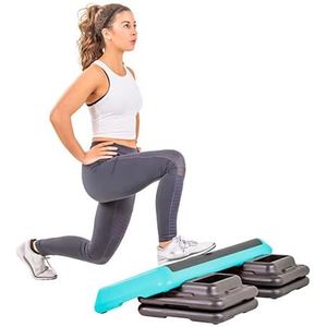 The Step Plataforma aeróbica original, pasos de tamaño de club de salud para ejercicio con 4 elevadores para entrenamiento ajustable en casa