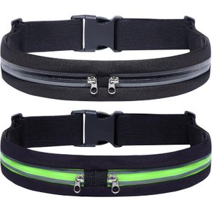 Riñoneras para correr para mujeres y hombres, Negro y verde estrecho, Riñoneras para correr